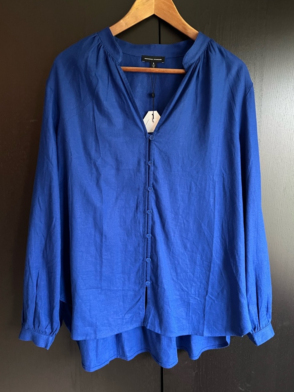 Universal Standard Avalon Linen Blouse Ultramarine Blue S_14-16